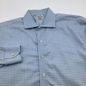 Brooks‎ Brothers Mens Regent Fit Long Sleeve Blue Button Up Shirt Size 16.5 x 33